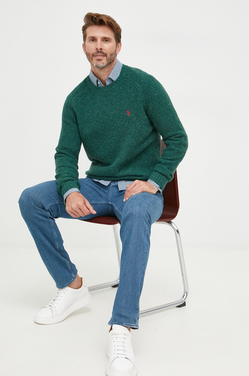 

Вълнен пуловер Polo Ralph Lauren мъжки в зелено, Зелен