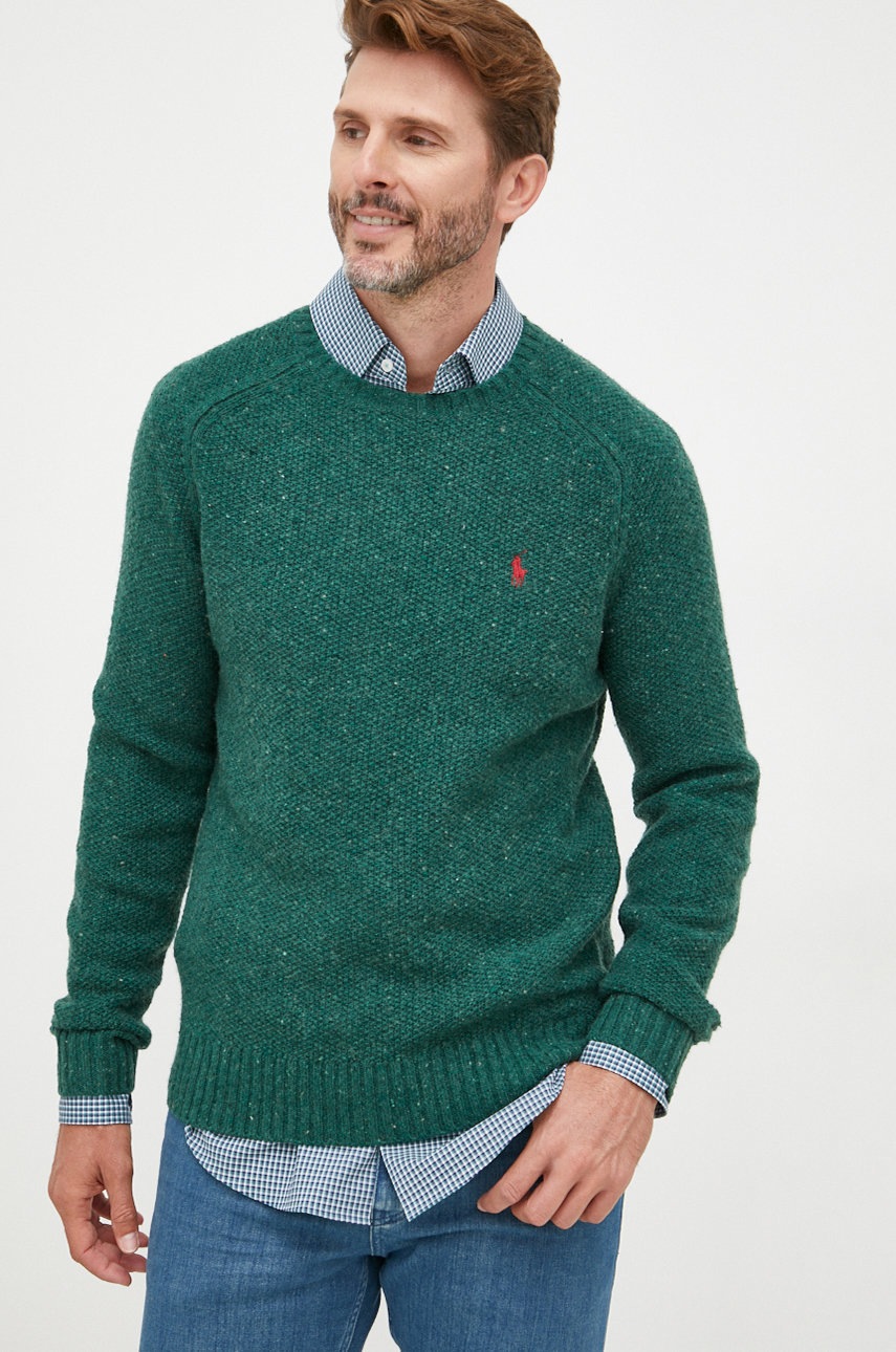 

Вовняний светр Polo Ralph Lauren чоловічий колір зелений