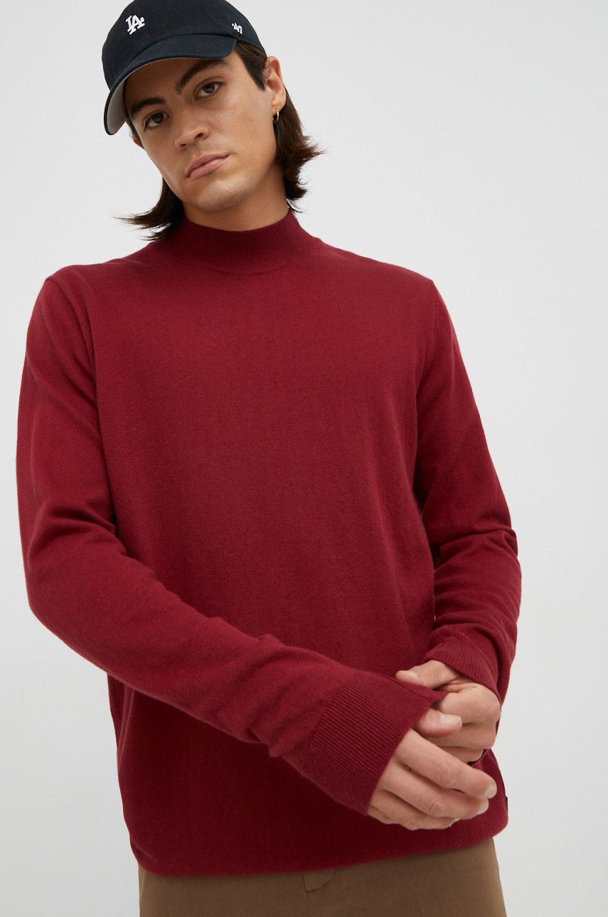 Wrangler pulover din amestec de lana barbati, culoarea rosu, light