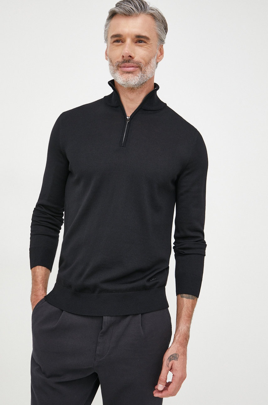 Joop! pulover de lana barbati, culoarea negru, light, cu turtleneck