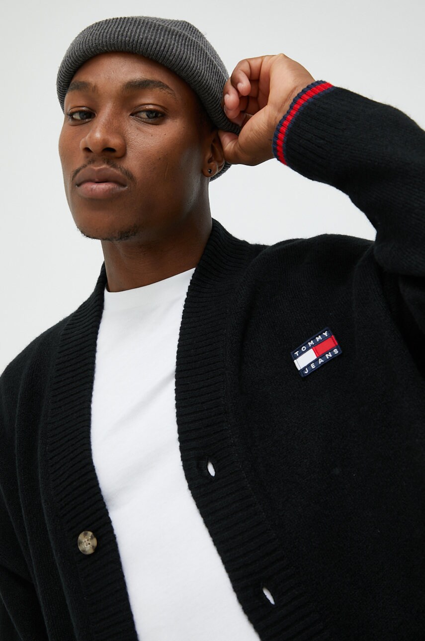 Tommy jeans cardigan barbati, culoarea negru