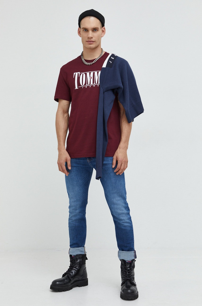 

Бавовняний светер Tommy Jeans чоловічий колір синій легкий
