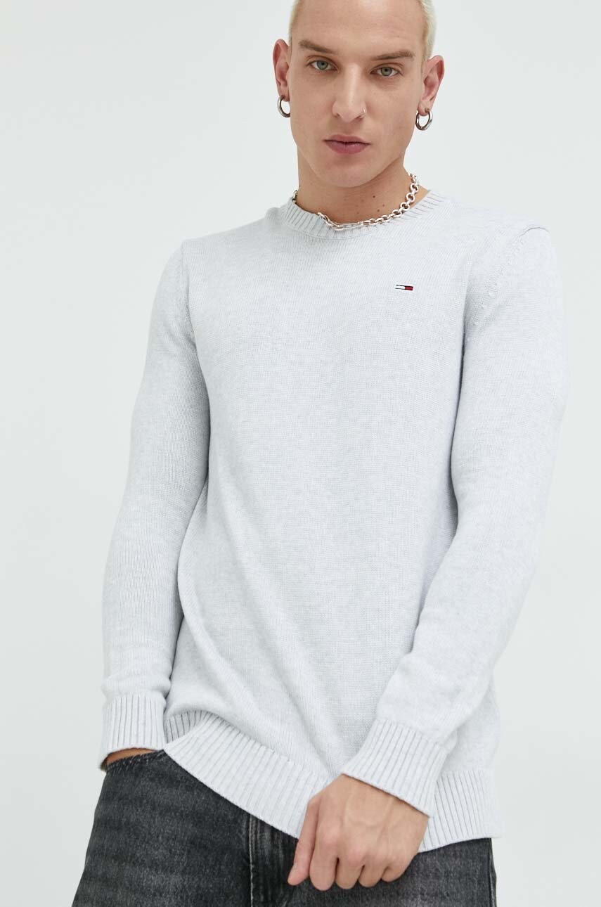 

Бавовняний светер Tommy Jeans чоловічий колір сірий