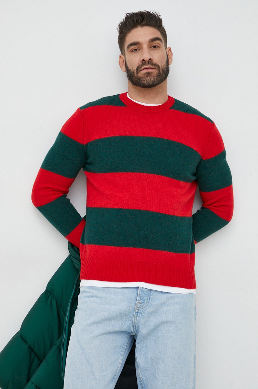 United colors of benetton pulover de lana barbati, culoarea rosu,