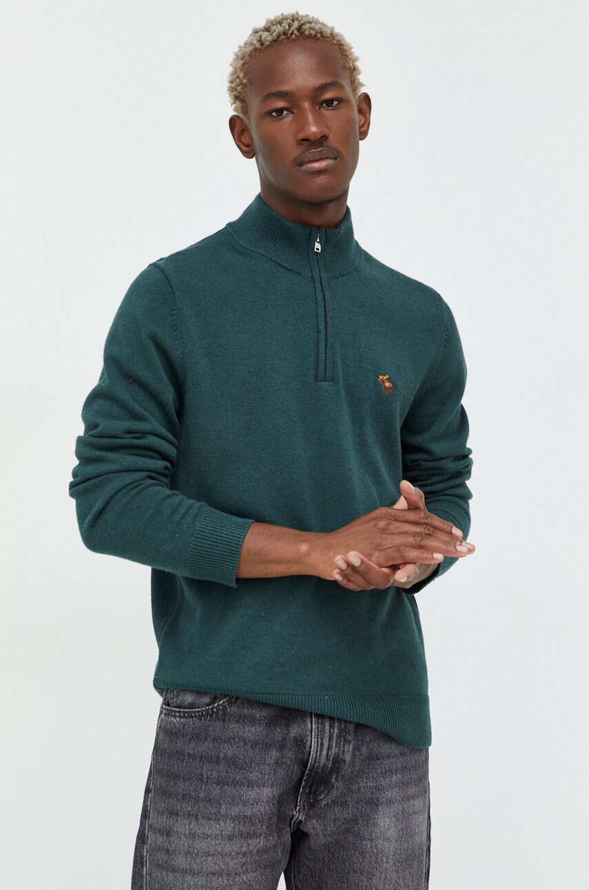 Abercrombie & fitch pulover din amestec de lana barbati, culoarea verde, light, cu turtleneck