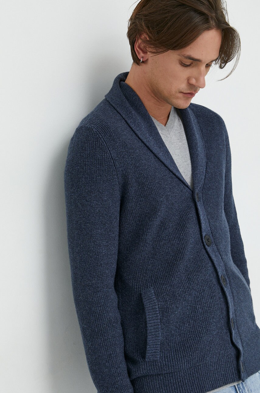 Hollister co. cardigan barbati, culoarea albastru marin