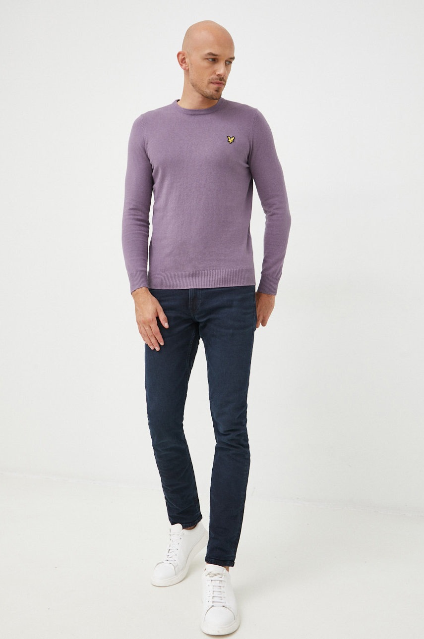 

Светр з домішкою вовни Lyle & Scott чоловічий колір фіолетовий легкий