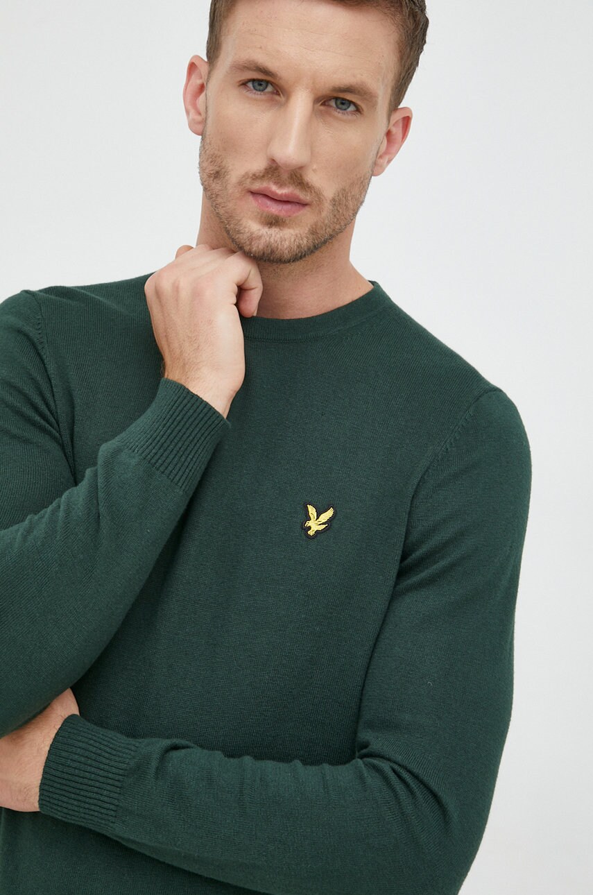 Lyle & scott pulover din amestec de lana barbati, culoarea verde, light