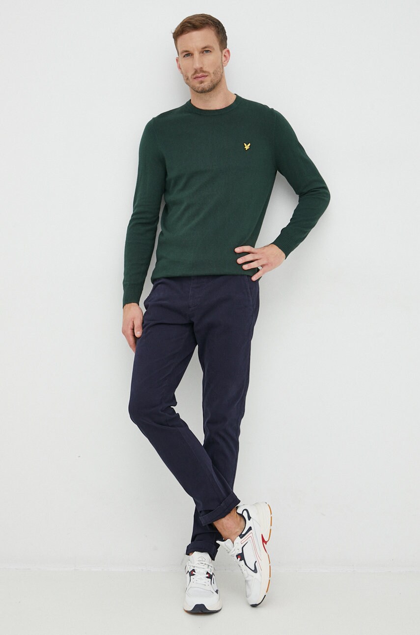 

Светр з домішкою вовни Lyle & Scott чоловічий колір зелений легкий