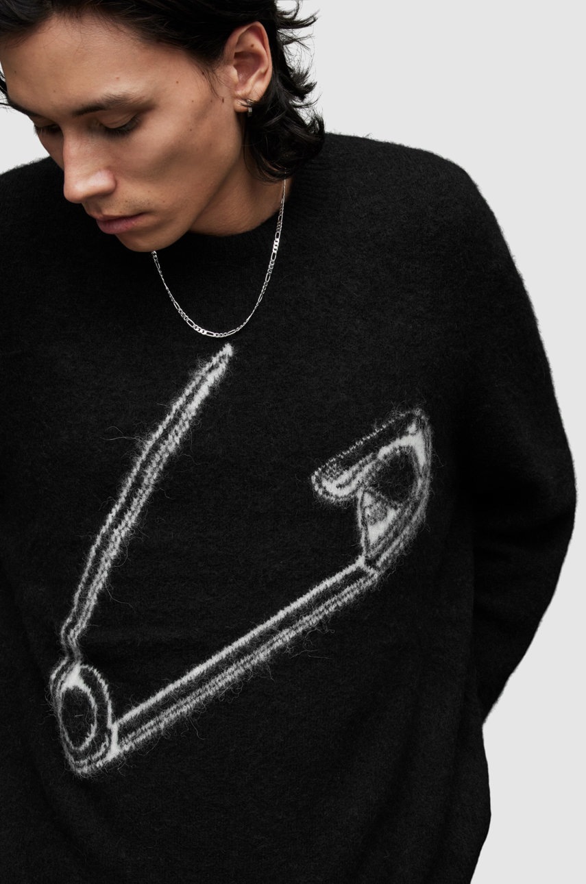 

Свитер AllSaints мужской цвет чёрный лёгкий
