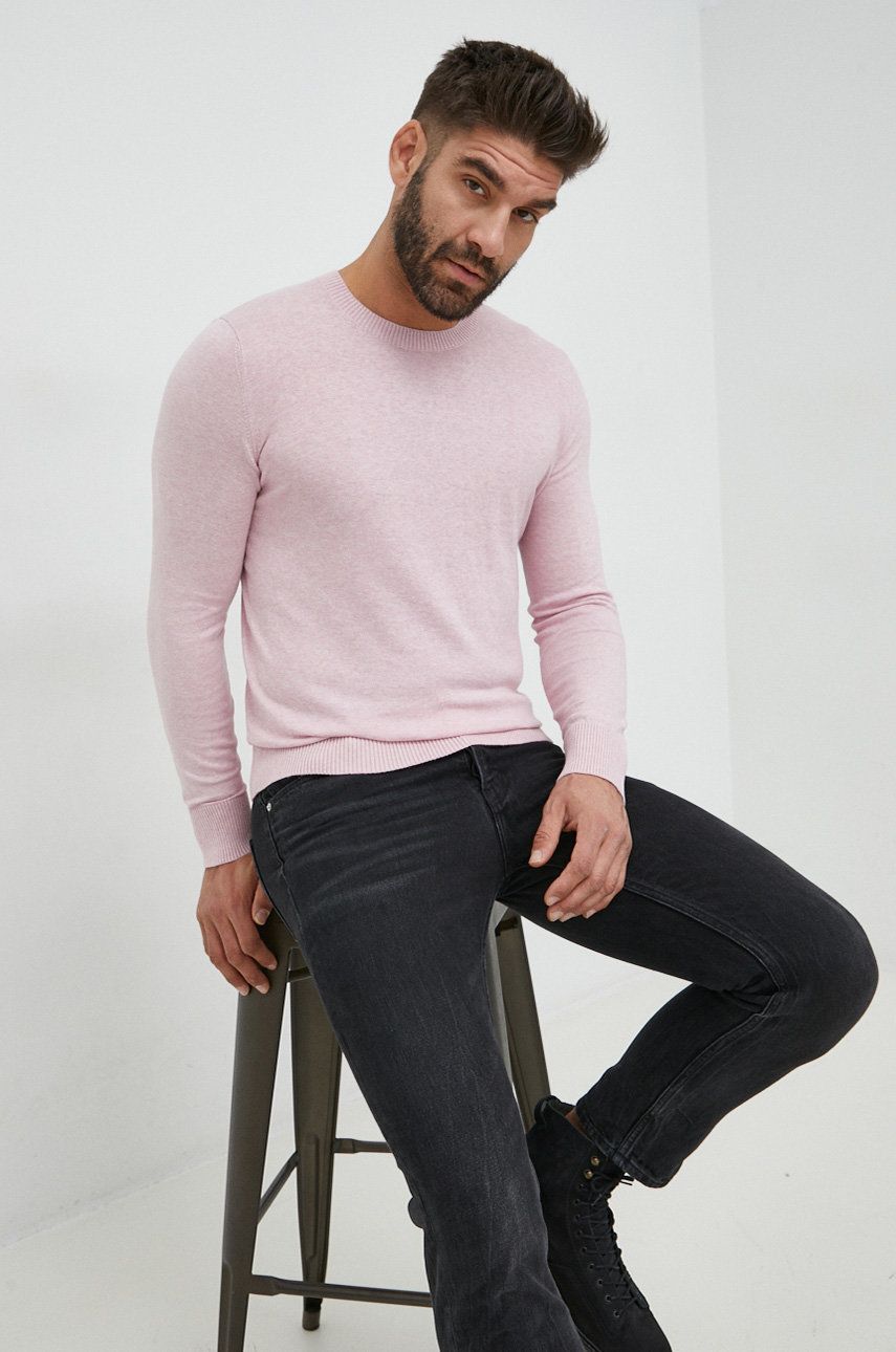 GAP sweter męski kolor różowy lekki