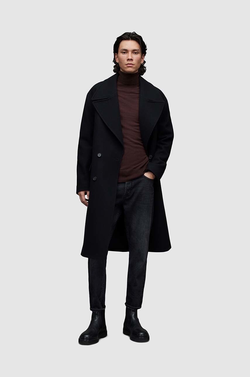 

Шерстяной свитер AllSaints мужской цвет бордовый с гольфом