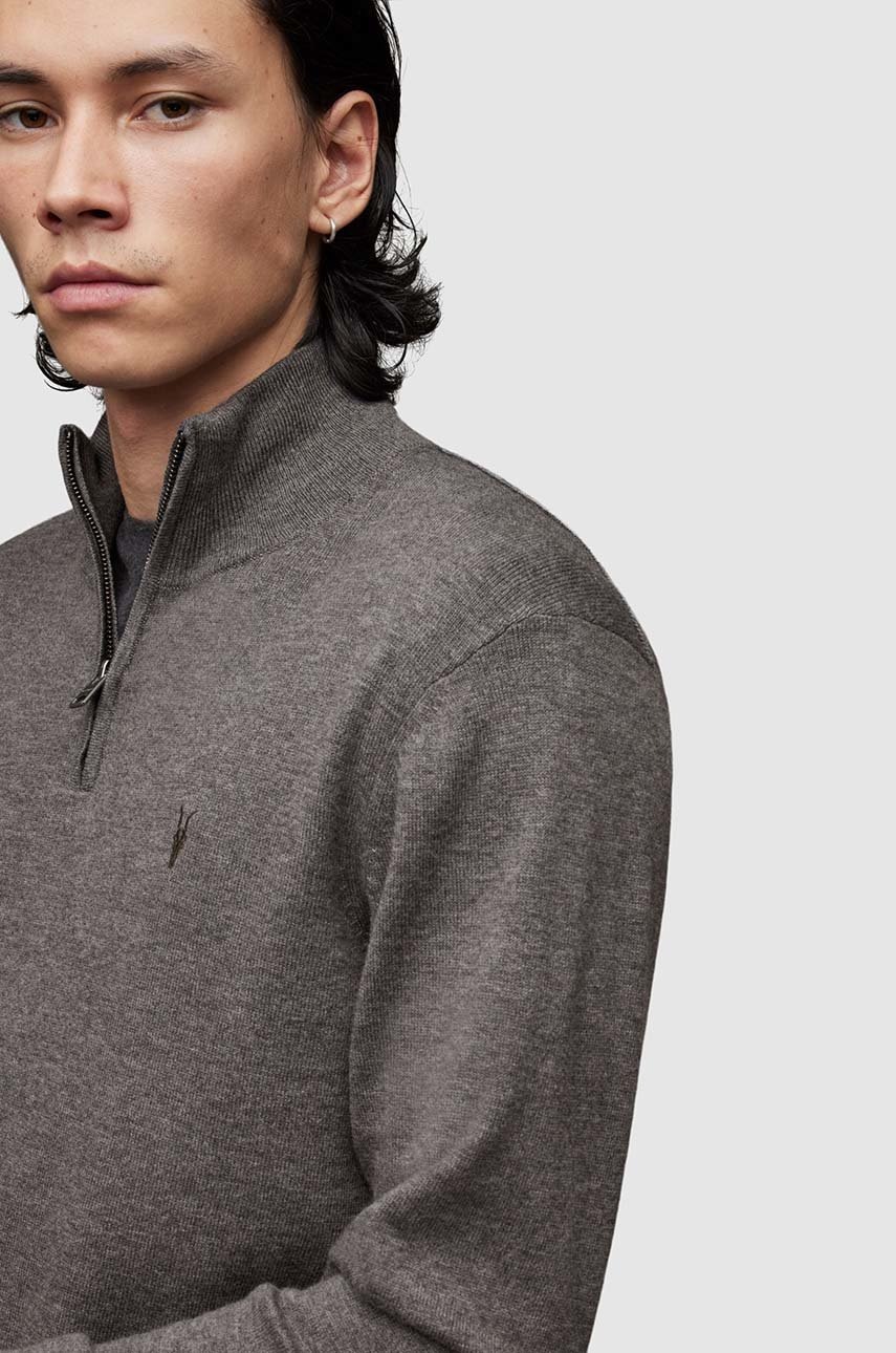 

Светр з домішкою вовни AllSaints чоловічий колір сірий гольф