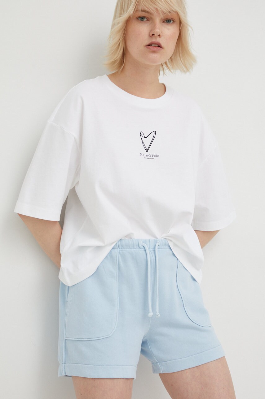 Marc o'polo pantaloni scurti din bumbac femei, neted, high waist