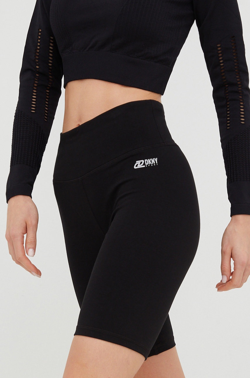

Шорты Dkny женские цвет чёрный однотонные высокая посадка