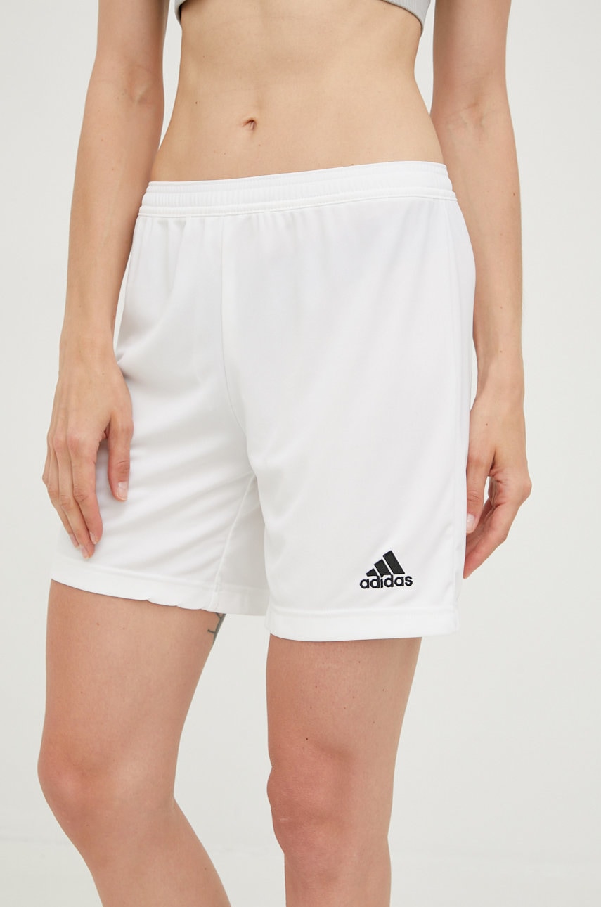 Levně Tréninkové šortky adidas Performance Entrada 22 dámské, bílá barva, hladké, high waist