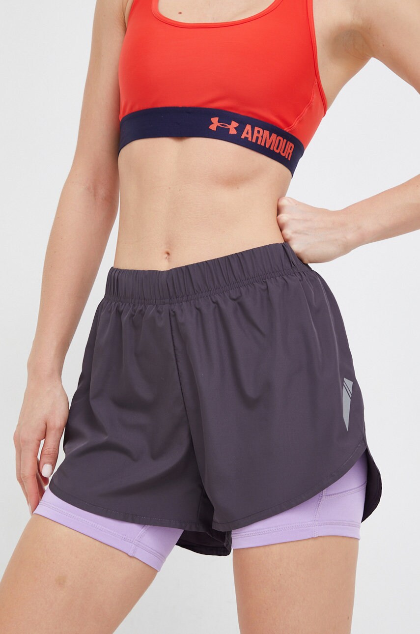 Only play pantaloni scurți de antrenament ean run femei, culoarea negru, neted, medium waist