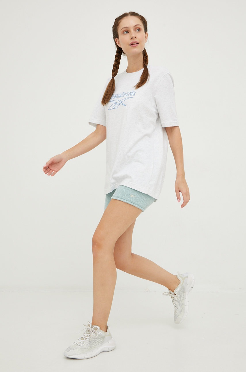 

Шорты Reebok Classic женские цвет бирюзовый однотонные высокая посадка