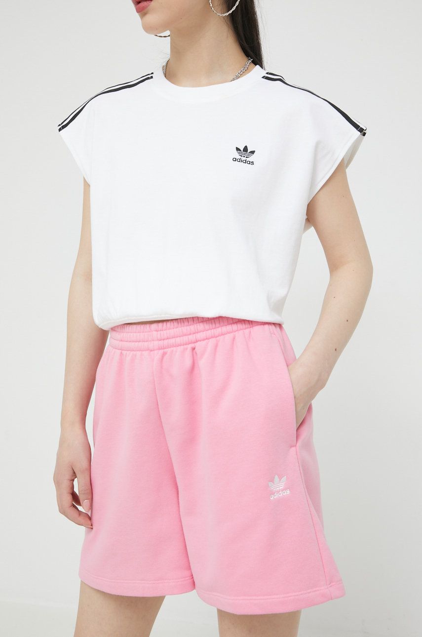 adidas Originals pantaloni scurti femei, culoarea roz, neted, high waist image22