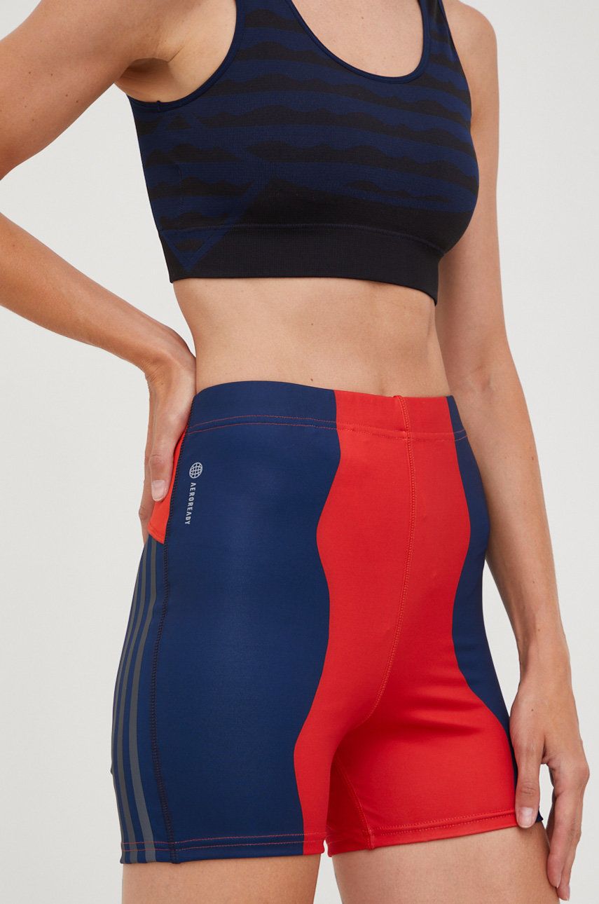 Běžecké šortky adidas Performance Marimekko červená barva, high waist - červená -  79% Polyeste