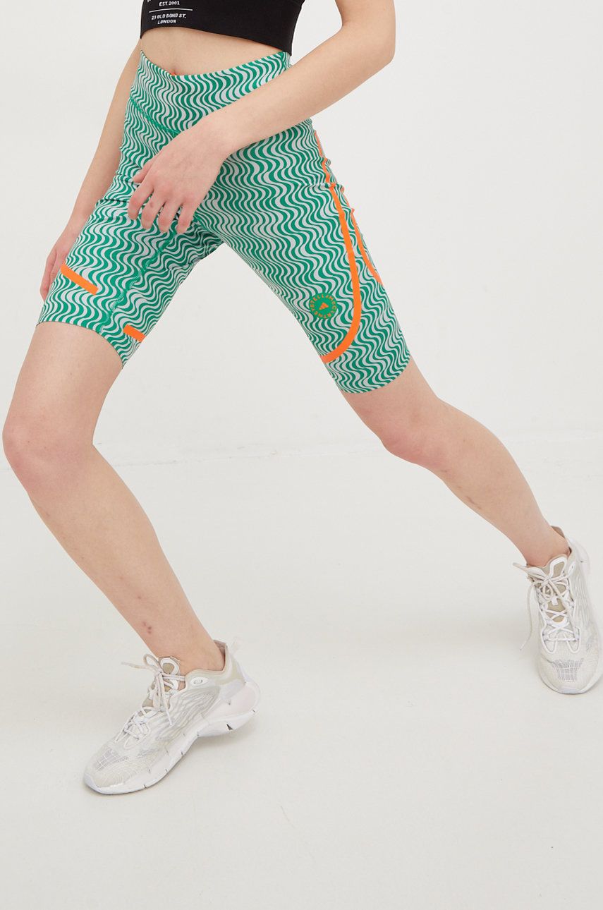 Adidas by Stella McCartney szorty treningowe Truepurpose damskie kolor zielony wzorzyste high waist