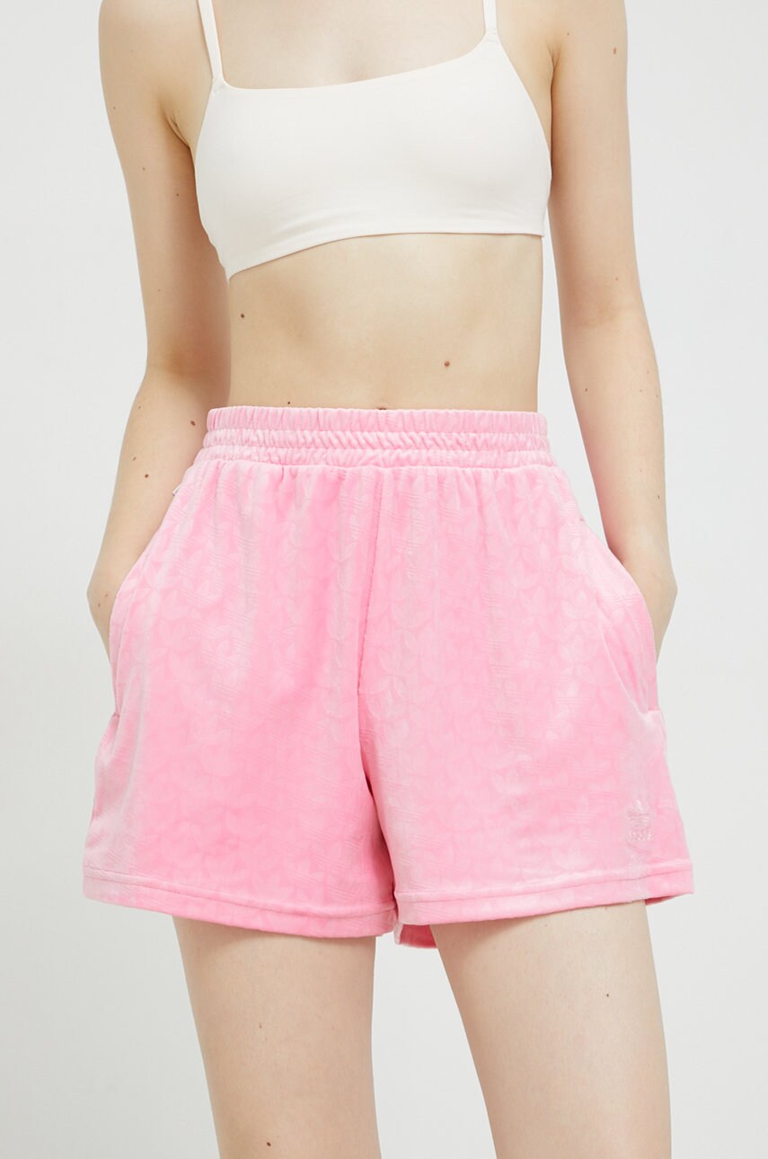 adidas Originals pantaloni scurti femei, culoarea roz, modelator, high waist
