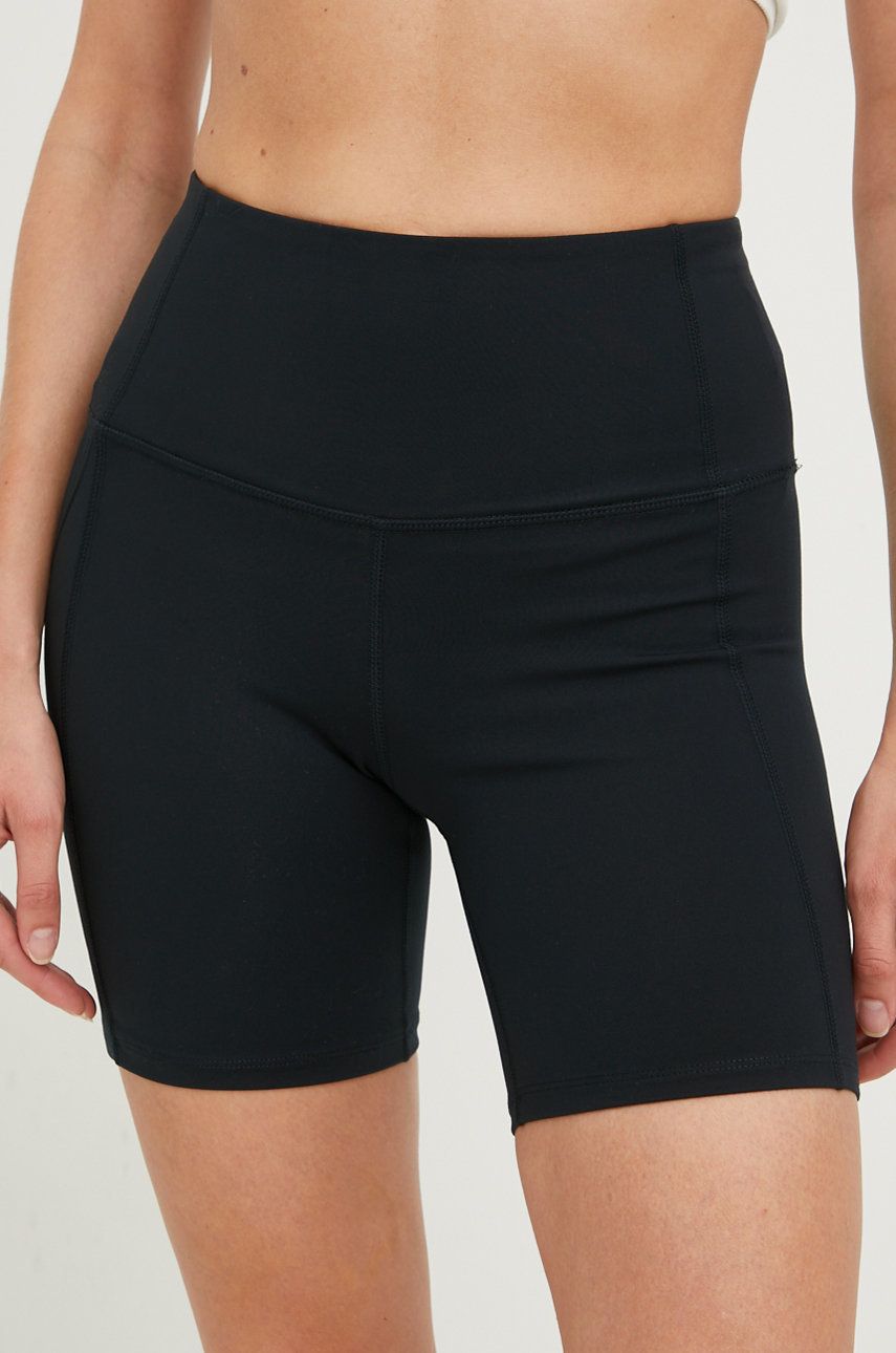 Roxy pantaloni scurti de antrenament Sublime Sunshine femei, culoarea negru, neted, high waist image