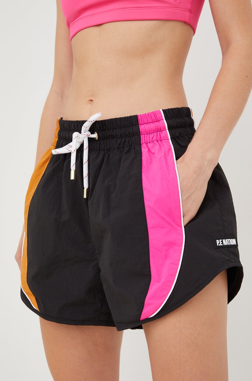 P.e Nation Pantaloni Scurti De Alergare Running Track Femei, Culoarea Negru, Modelator, Medium Waist