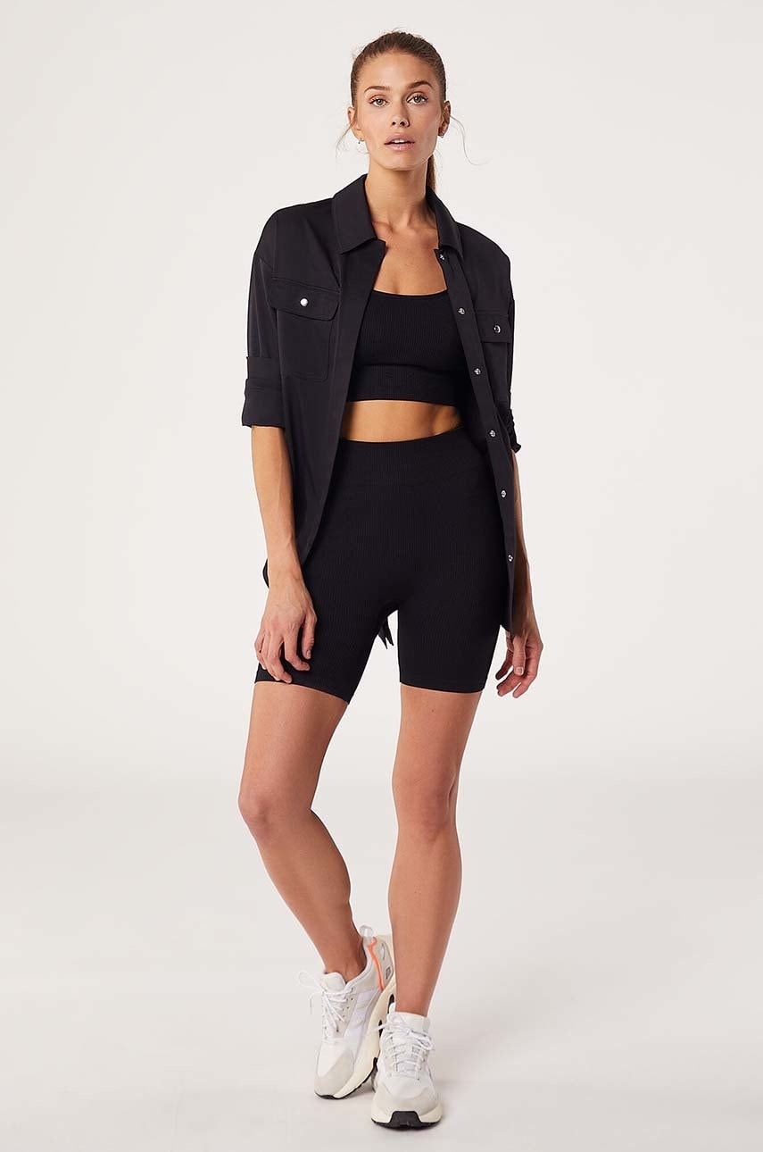Etam pantaloni scurti Active - Cycliste femei, culoarea negru, neted, high waist