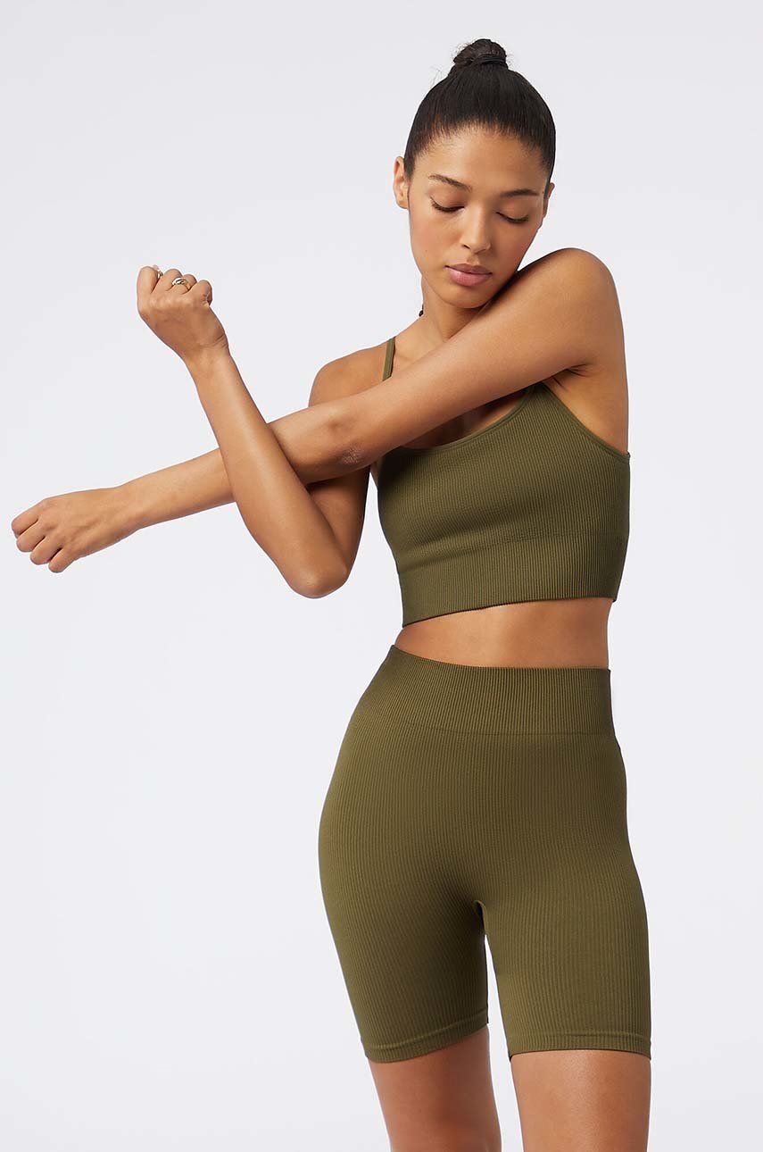 Etam szorty ACTIVE - CYCLISTE damskie kolor zielony gładkie high waist