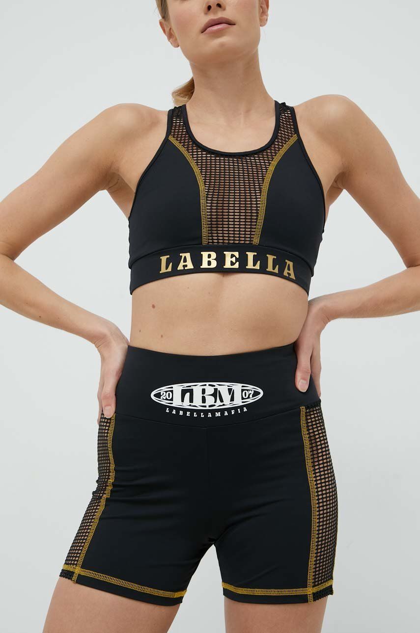 Levně Tréninkové šortky LaBellaMafia Boxer dámské, černá barva, s potiskem, high waist