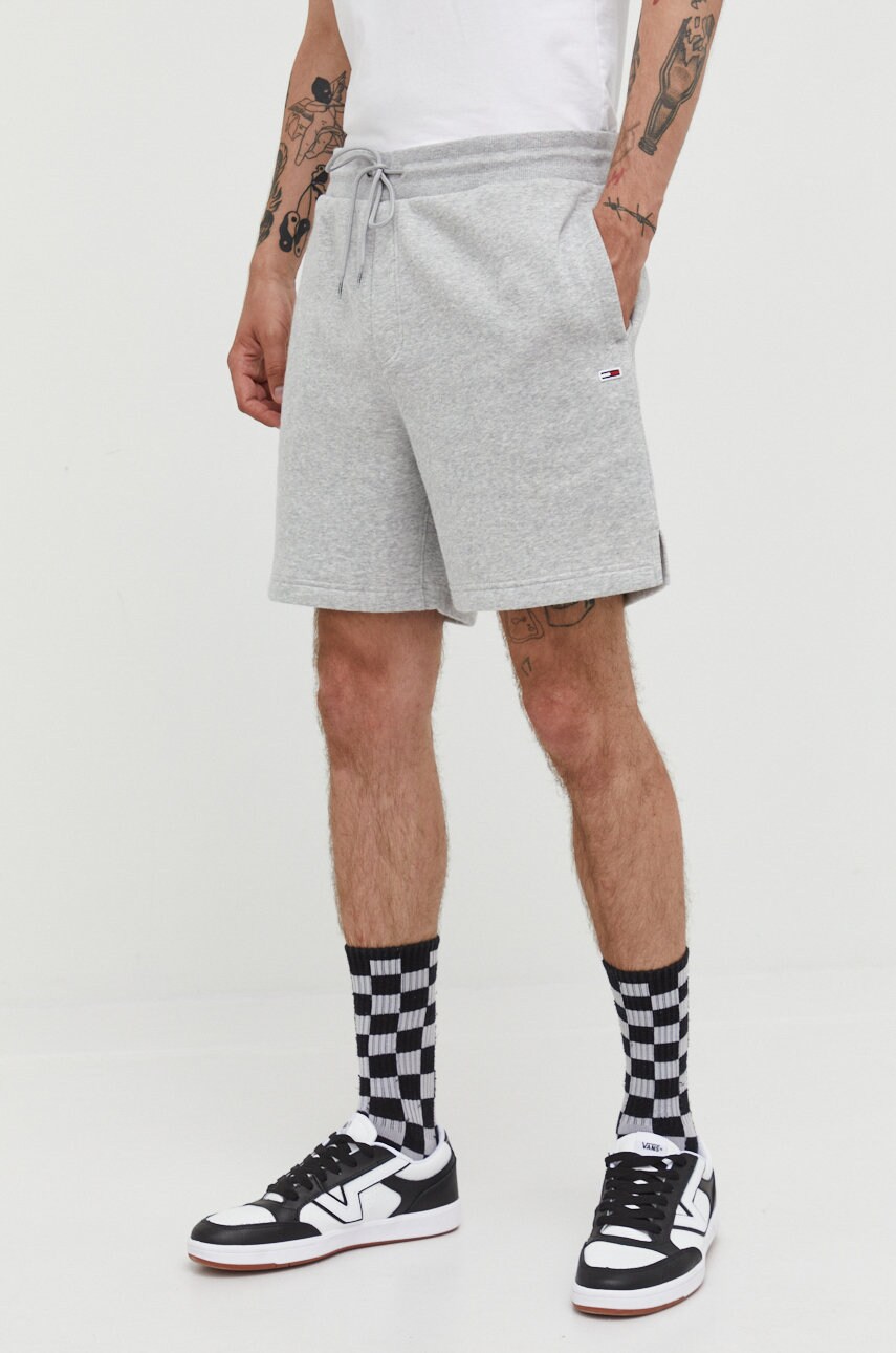 Tommy jeans pantaloni scurti barbati, culoarea gri, melanj