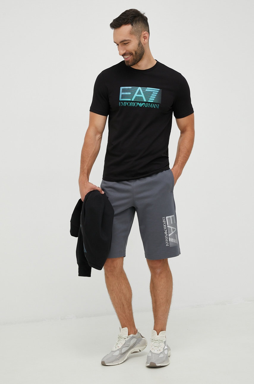 

Хлопковые шорты EA7 Emporio Armani мужские цвет серый
