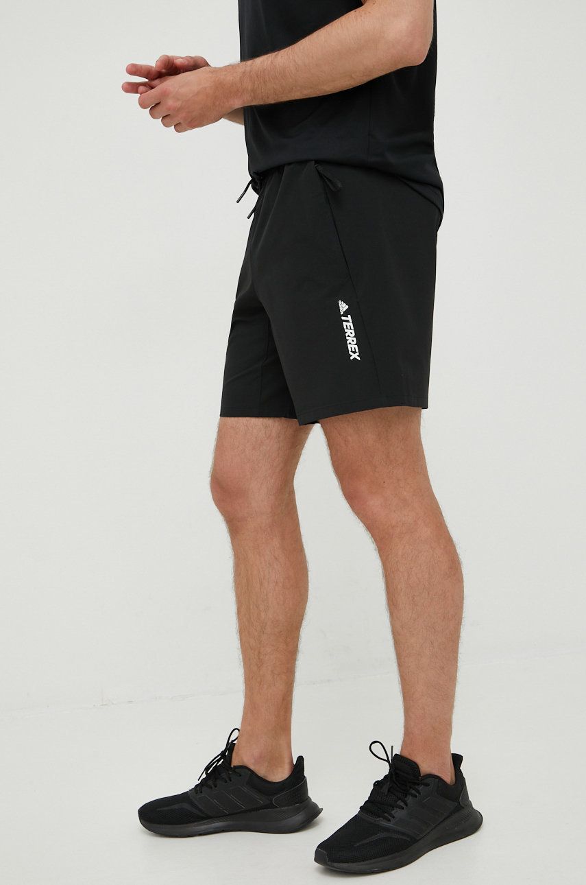 Turistické šortky adidas TERREX Liteflex pánske, čierna farba,