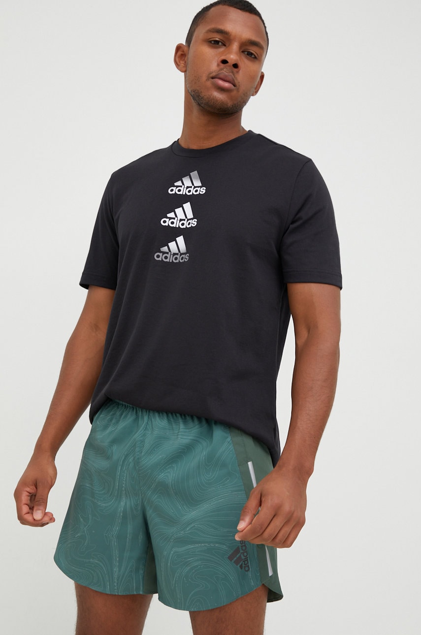 Adidas performance pantaloni scurți de alergare run for the ocean barbati, culoarea verde