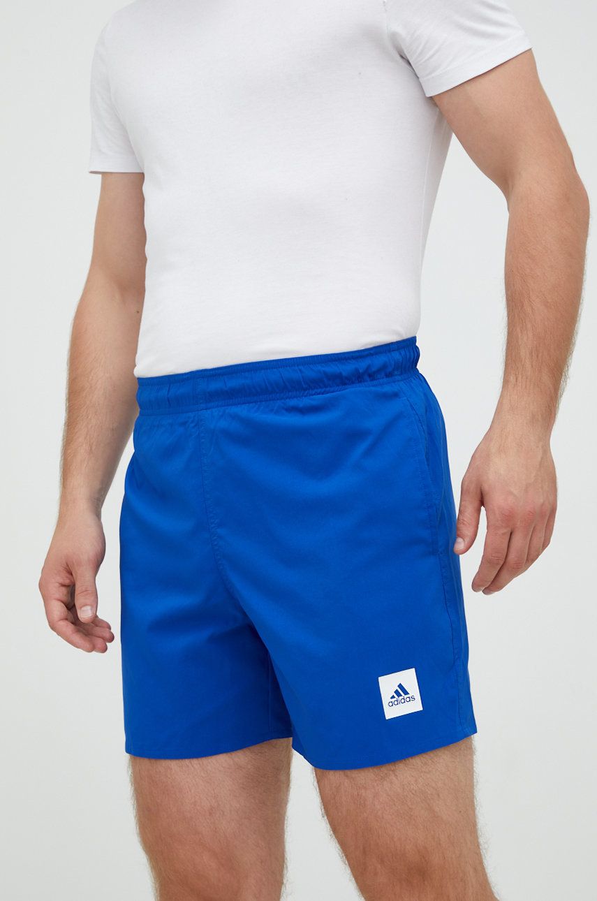 Plavkové šortky adidas Performance pánské, hladké - modrá -  100% Recyklovaný polyester