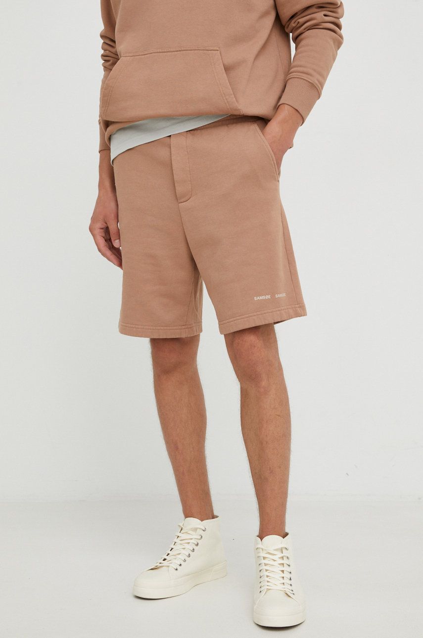 E-shop Bavlněné šortky Samsoe Samsoe pánské, béžová barva