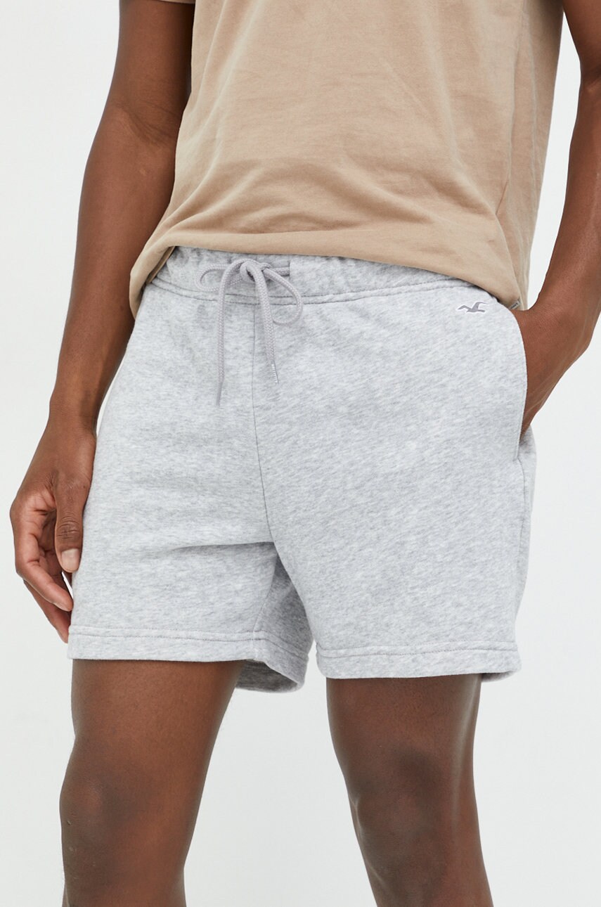 Hollister co. pantaloni scurti barbati, culoarea gri, melanj