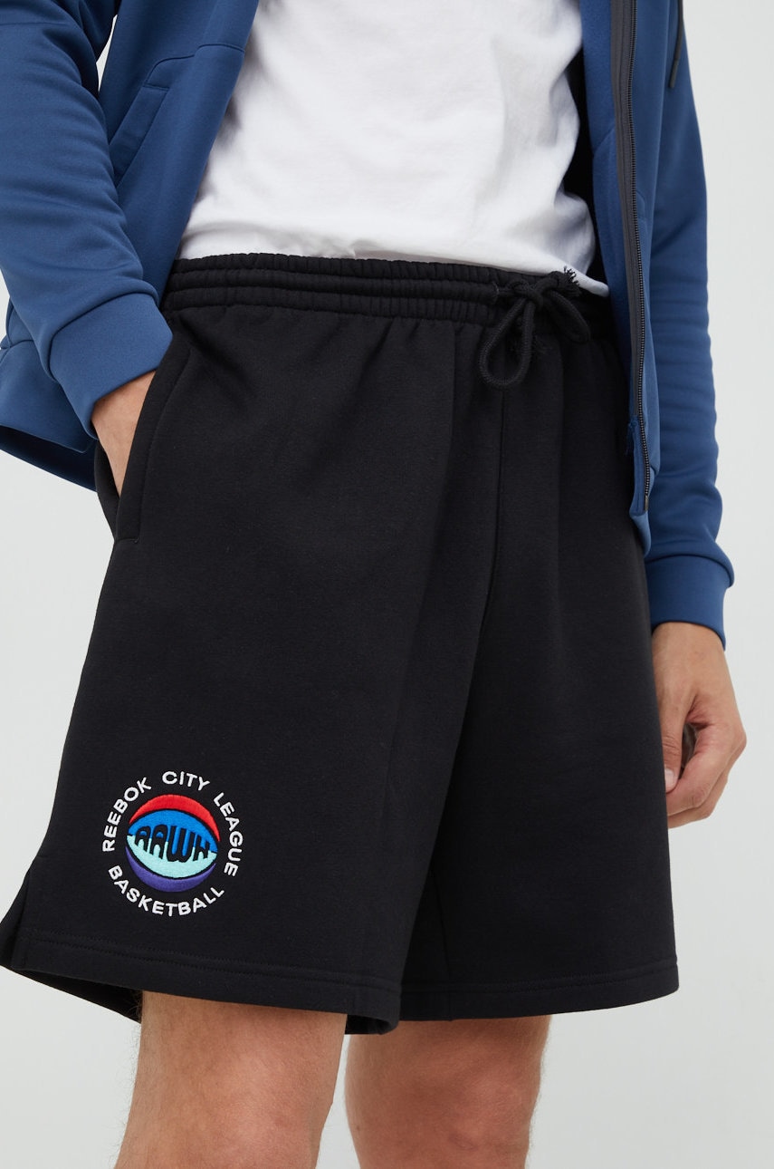 Reebok classic pantaloni scurti culoarea negru, cu imprimeu