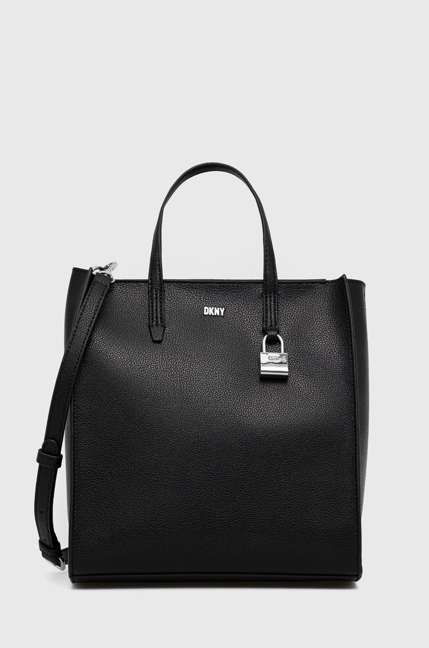 

Кожена чанта Dkny в черно, Черен