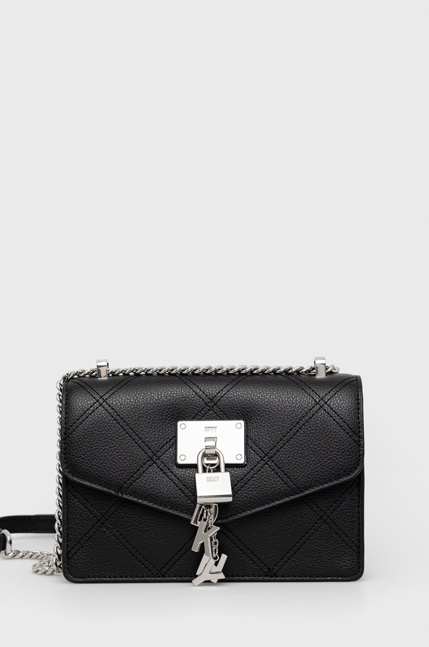 

Кожена чанта Dkny в черно, Черен