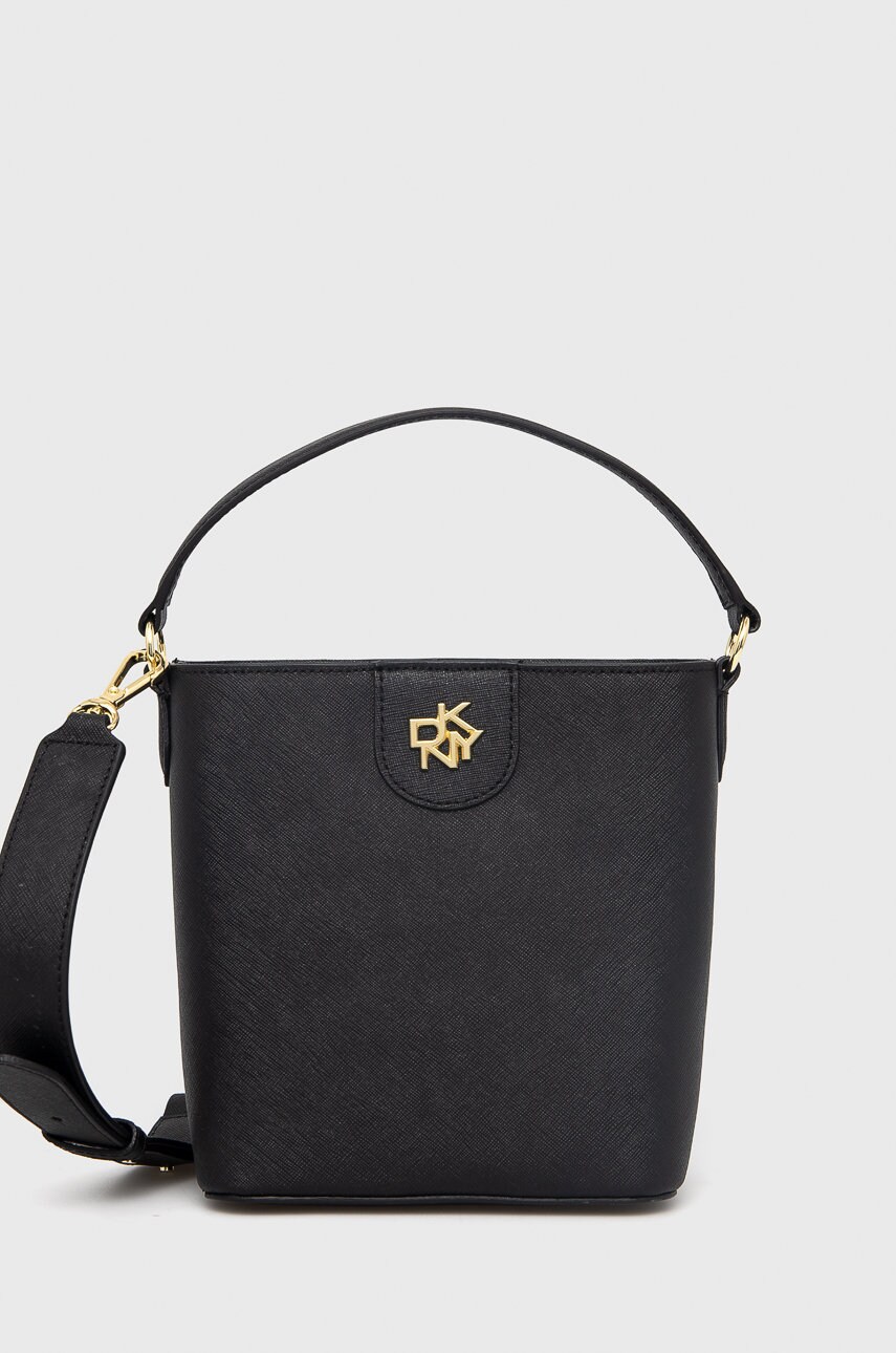 

Кожена чанта Dkny в черно, Черен