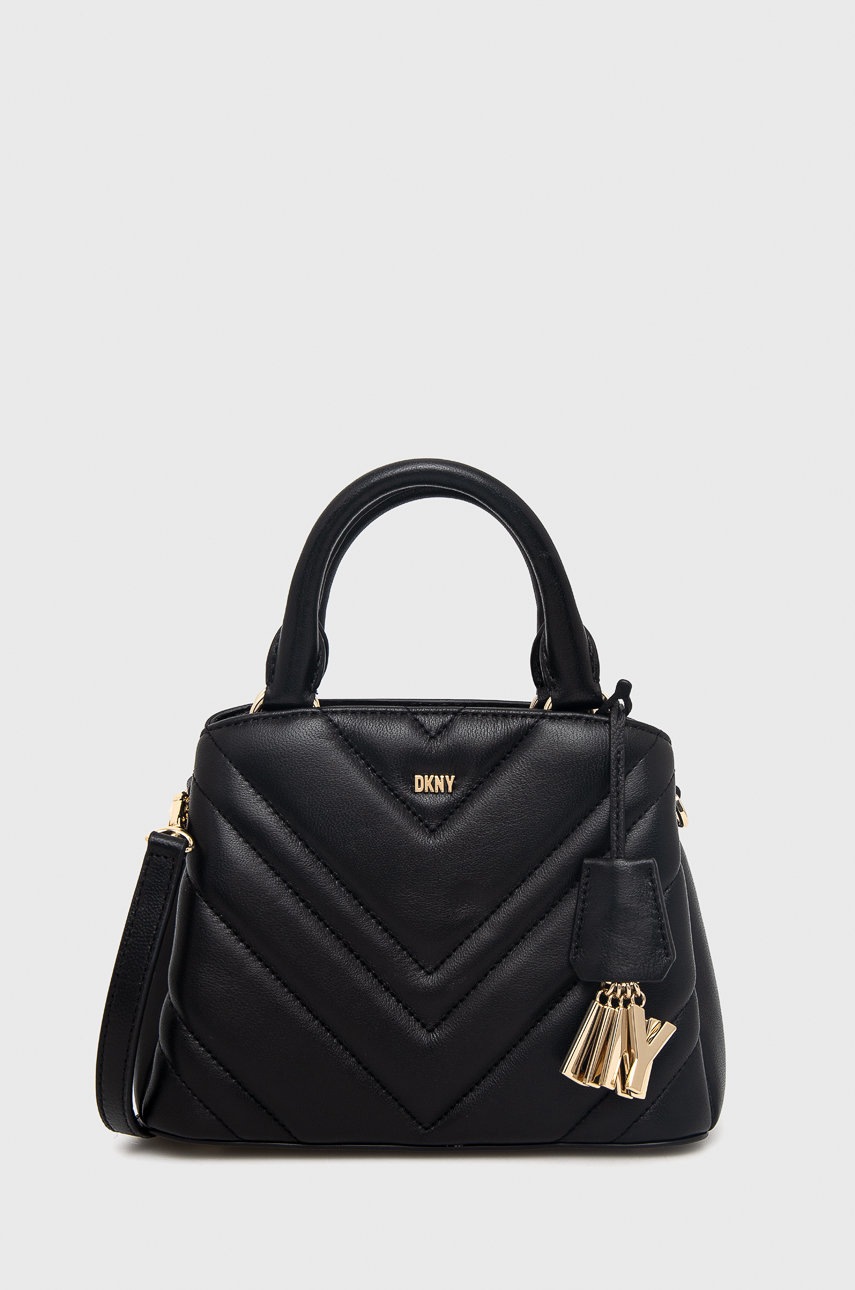 

Кожена чанта Dkny в черно, Черен