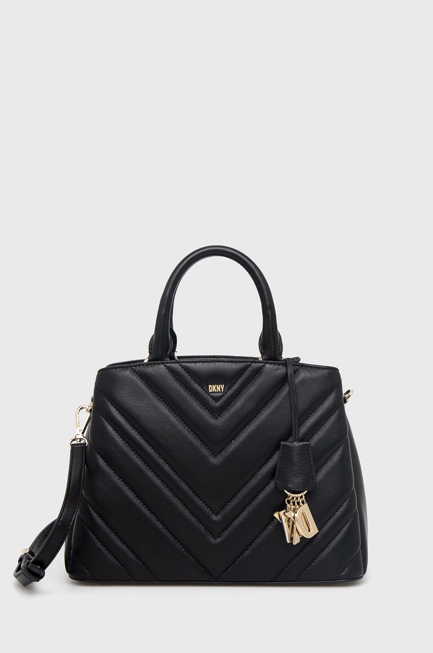 

Кожена чанта Dkny в черно, Черен