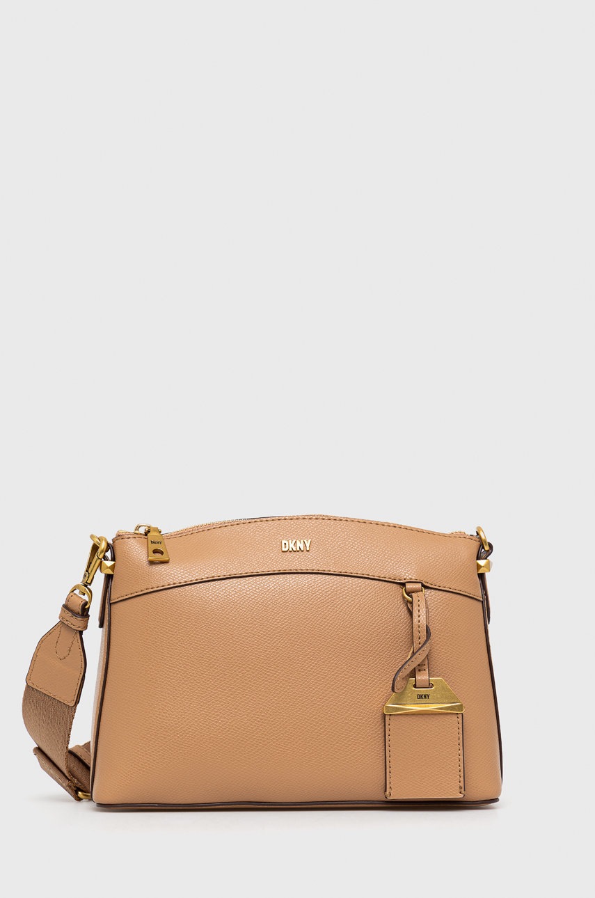 

Кожена чанта Dkny в кафяво, Кафяв