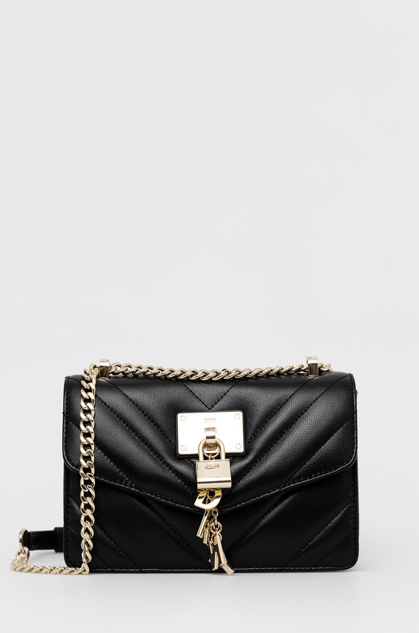

Кожена чанта Dkny в черно, Черен