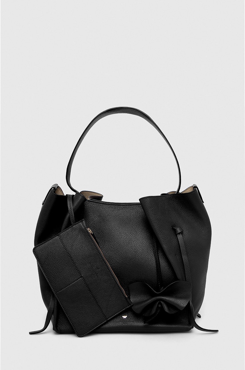 

Кожена чанта Weekend Max Mara в черно, Черен