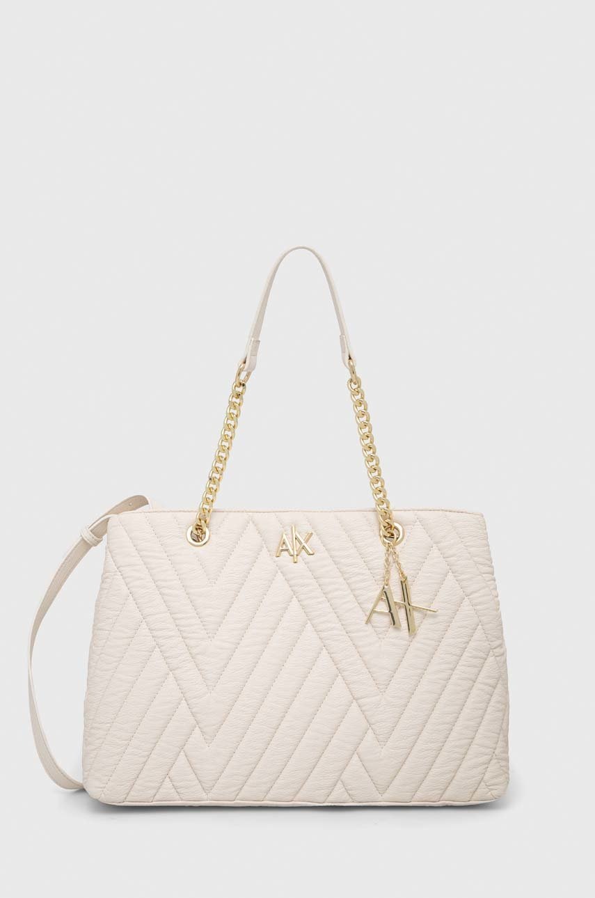 

Чанта Armani Exchange в бяло, Бежов
