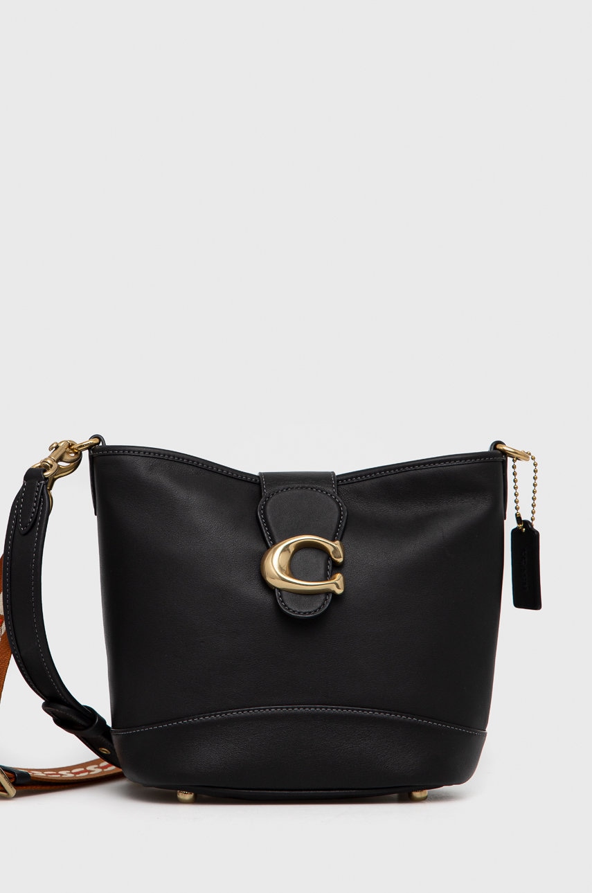 

Кожена чанта Coach в черно, Черен