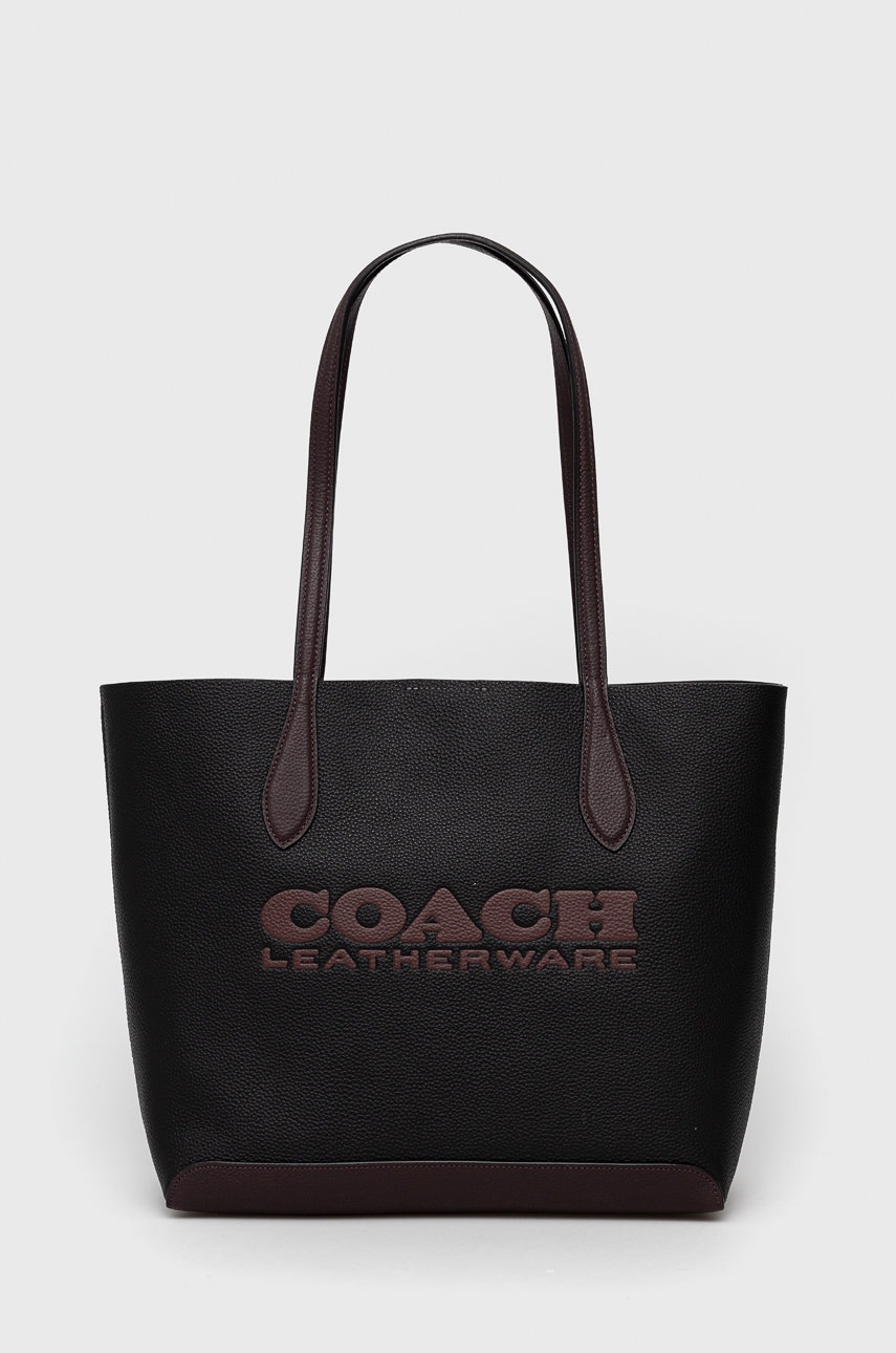 

Кожена чанта Coach в черно, Черен